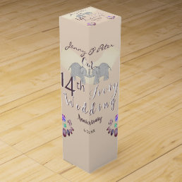 14th Wedding Ivory Anniversary Wine Gift Box