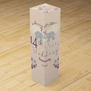 14th Wedding Ivory Anniversary Wine Gift Box