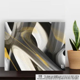 14x11" Trend Abstract Art Canvas Black White Gold Print