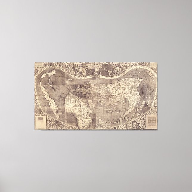 1507 Martin Waldseemuller World Map Canvas Print (Front)