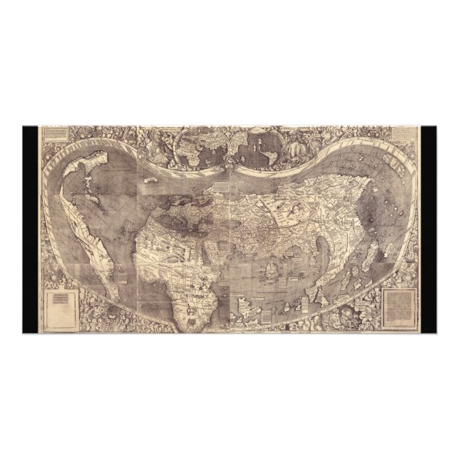 1507 Martin Waldseemuller World Map Card (Front)