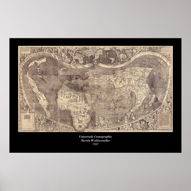 1507 Martin Waldseemuller World Map Poster (Front)