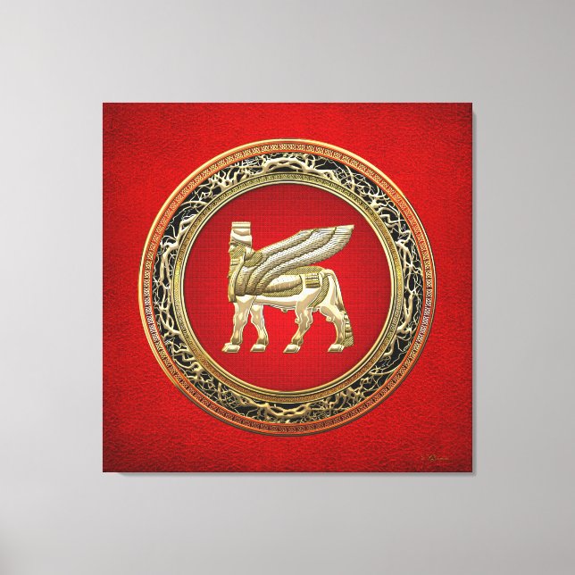 [150] Babylonian Winged Bull Lamassu [3D] Canvas Print (Front)