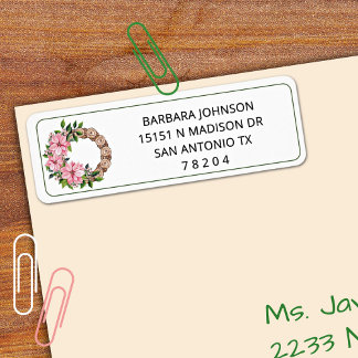 150 Pink Poinsettia Christmas Return Address Label