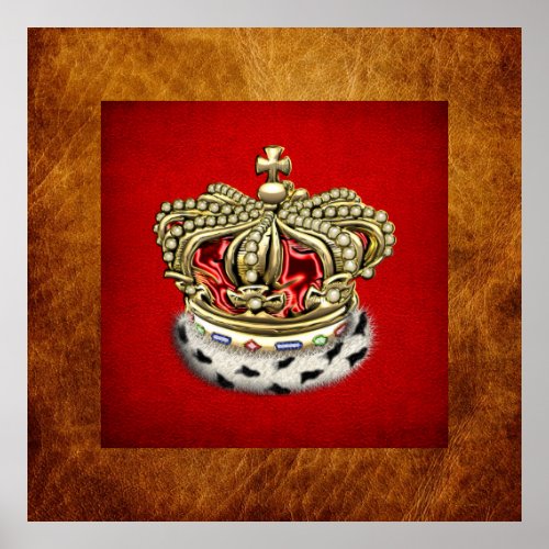 150 Prince King Royal Crown FurGoldRed Poster