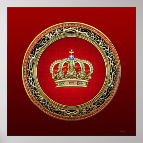150 Prince_Princess King_Queen Crown BelgGold Poster