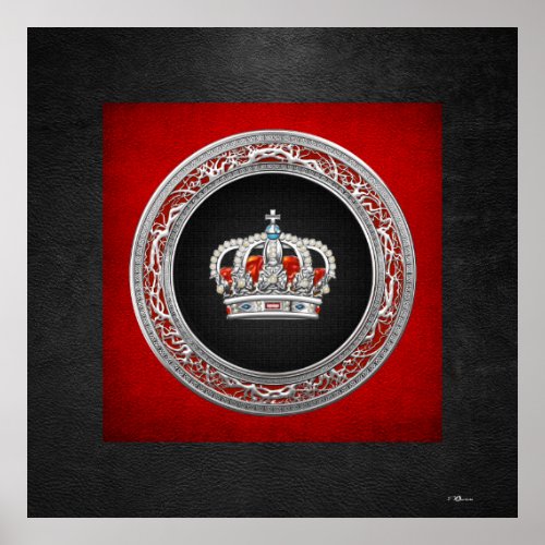 150 Prince_Princess King_Queen Crown Silver Poster