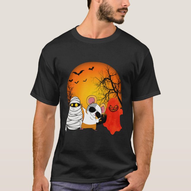 152 Guinea Pig Halloween Pumpkin T-Shirt (Front)