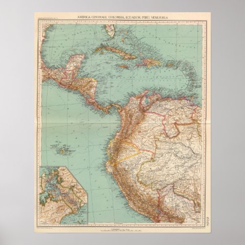 15354 Central America Colombia Poster