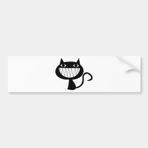 1546 BIG SMILES BLACK CAT CARTOON LOGO BUMPER STICKER