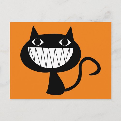 1546 BIG SMILES BLACK CAT CARTOON LOGO POSTCARD