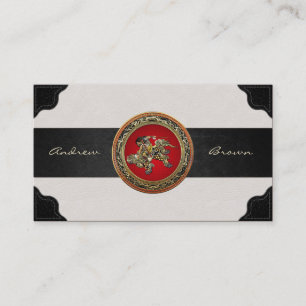 [154] Hokusai - Shoki Riding Shishi Lion Business Card