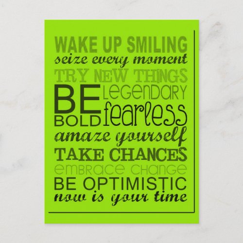 1555 ENCOURAGING MOTTOS WAKE UP SMILING EXPRESSION POSTCARD