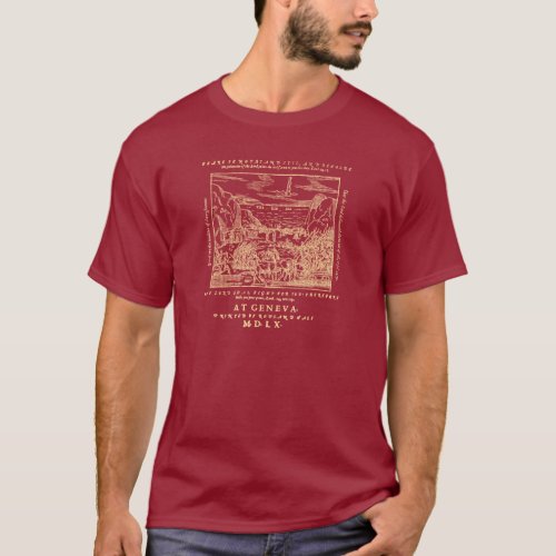 1560 Geneva Bible Red Sea Gold Print T_Shirt