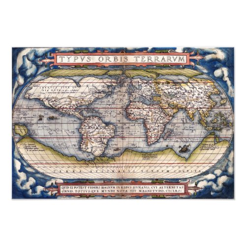 1564 World Map by Ortelius Photo Print
