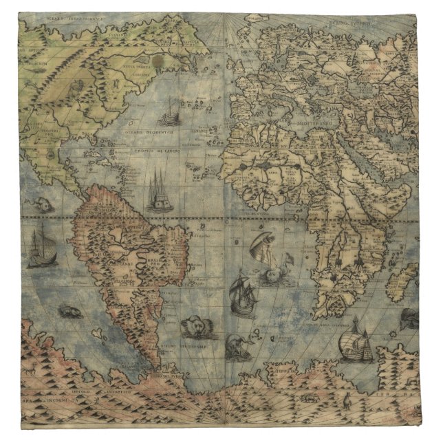 1565 Ferando Berteli (Fernando Bertelli) World Map Napkin (Front)