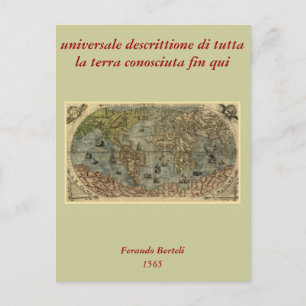 1565 Ferando Berteli (Fernando Bertelli) World Map Postcard