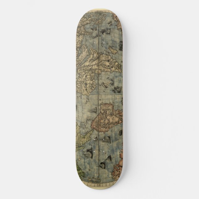 1565 Ferando Berteli (Fernando Bertelli) World Map Skateboard Deck (Front)