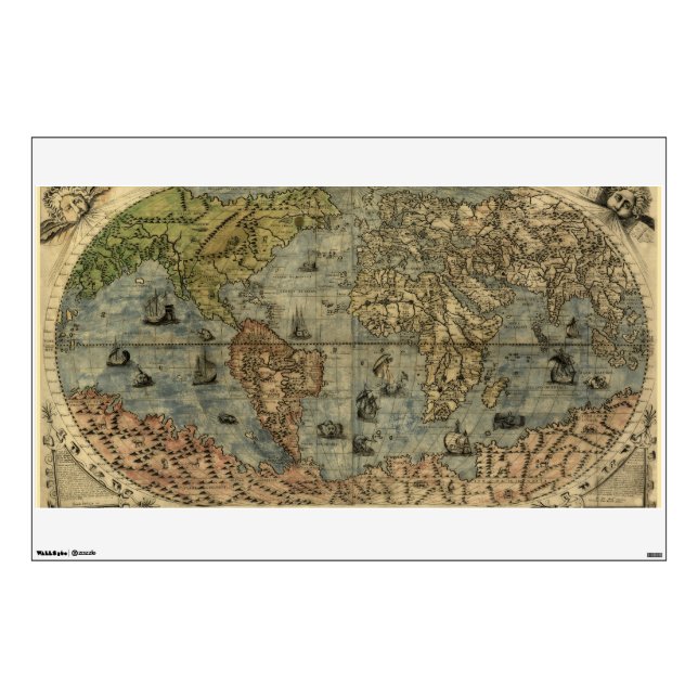 1565 Ferando Berteli (Fernando Bertelli) World Map Wall Sticker (Front)