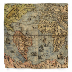 1565 Forlani Antique World Map Vintage Cartography Bandana