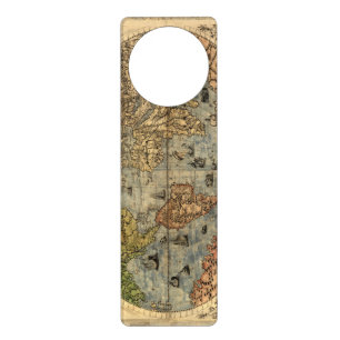 1565 Forlani Antique World Map Vintage Cartography Door Hanger