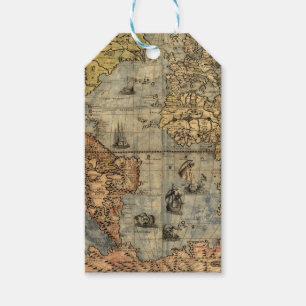 1565 Forlani Antique World Map Vintage Cartography Gift Tags