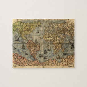 1565 Forlani Antique World Map Vintage Cartography Jigsaw Puzzle