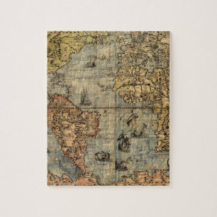 1565 Forlani Antique World Map Vintage Cartography Jigsaw Puzzle