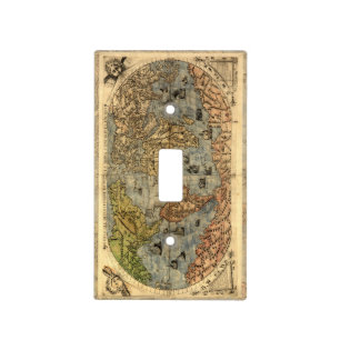 1565 Forlani Antique World Map Vintage Cartography Light Switch Cover