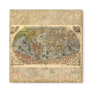 1565 Forlani Antique World Map Vintage Cartography Magnet
