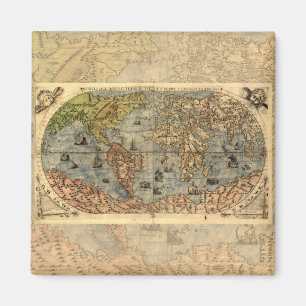 1565 Forlani Antique World Map Vintage Cartography Magnet