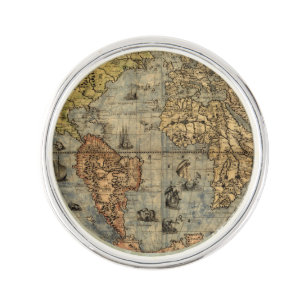 1565 Forlani Antique World Map Vintage Cartography Pin