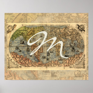 1565 Forlani Antique World Map Vintage Cartography Poster
