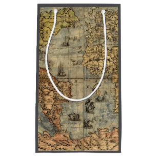 1565 Forlani Antique World Map Vintage Cartography Small Gift Bag