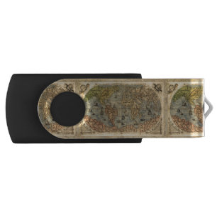 1565 Forlani Antique World Map Vintage Cartography USB Flash Drive