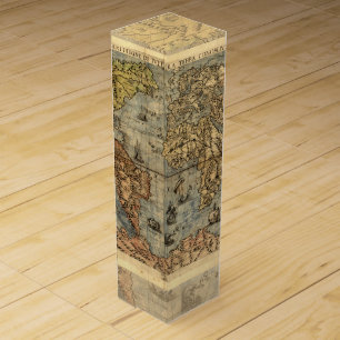 1565 Forlani Antique World Map Vintage Cartography Wine Gift Box
