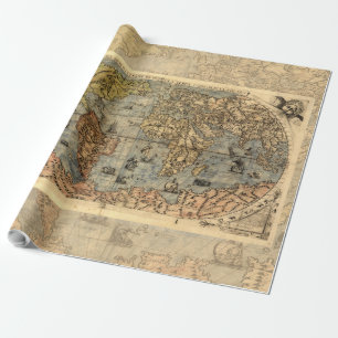 1565 Forlani Antique World Map Vintage Cartography Wrapping Paper