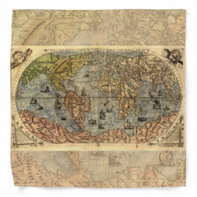 1565 Forlani AntiquevWorld Map Renaissance  Bandana (Front)