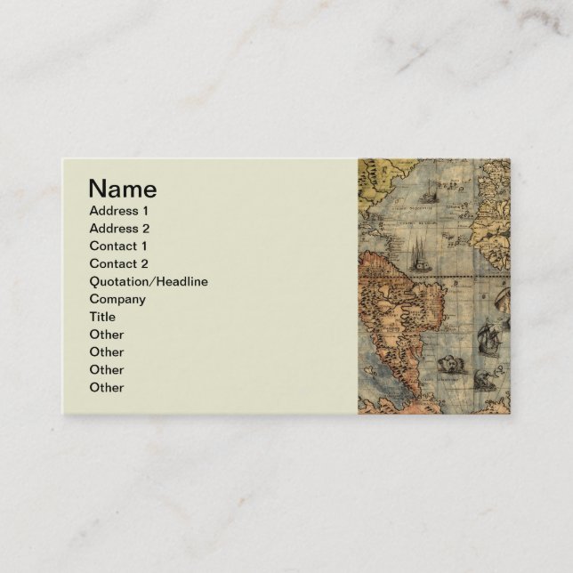 1565 Forlani AntiquevWorld Map Renaissance  Business Card (Front)