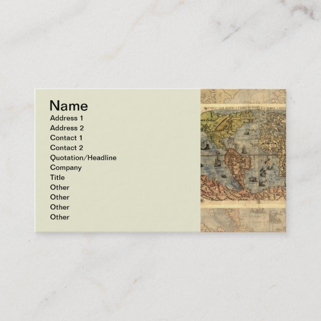 1565 Forlani AntiquevWorld Map Renaissance  Business Card (Front)
