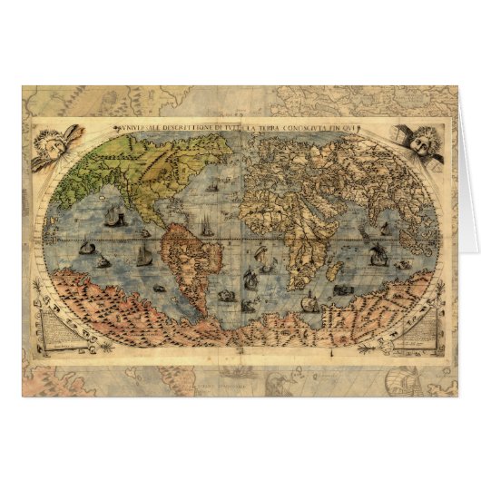 1565 Forlani AntiquevWorld Map Renaissance  Cards (Front Horizontal)
