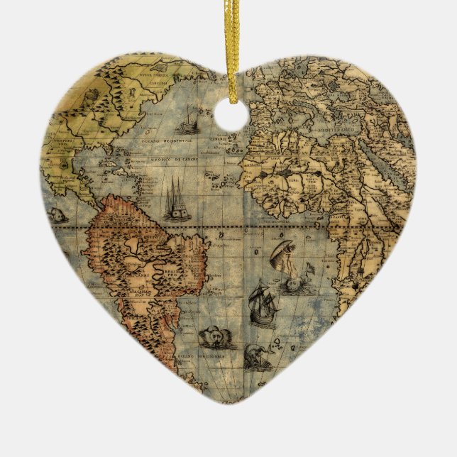 1565 Forlani AntiquevWorld Map Renaissance  Ceramic Ornament (Front)