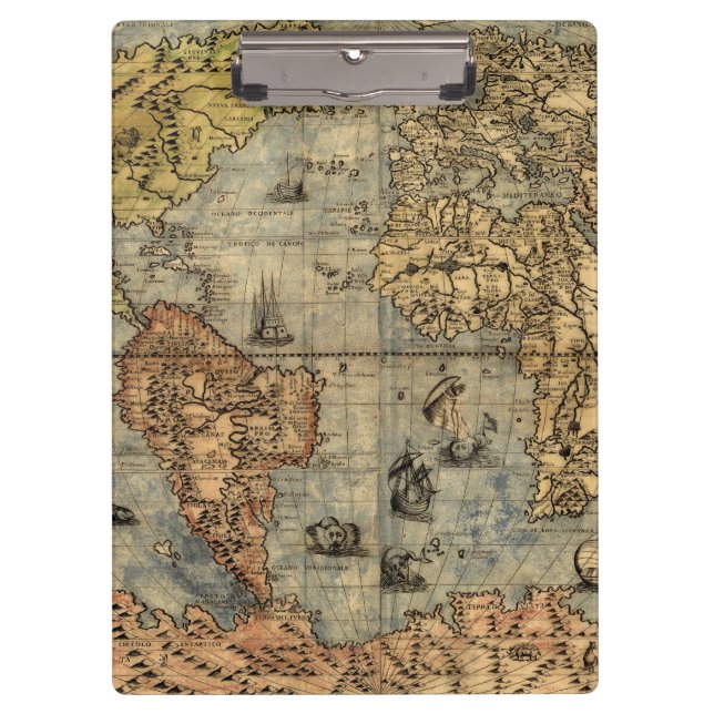 1565 Forlani AntiquevWorld Map Renaissance  Clipboard (Front)