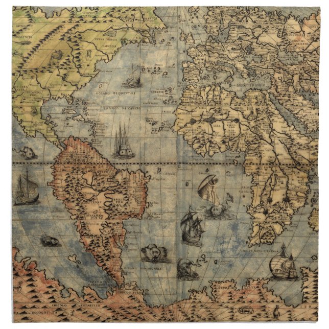 1565 Forlani AntiquevWorld Map Renaissance  Cloth Napkin (Front)