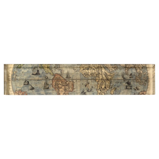 1565 Forlani AntiquevWorld Map Renaissance  Desk Name Plate (Front)