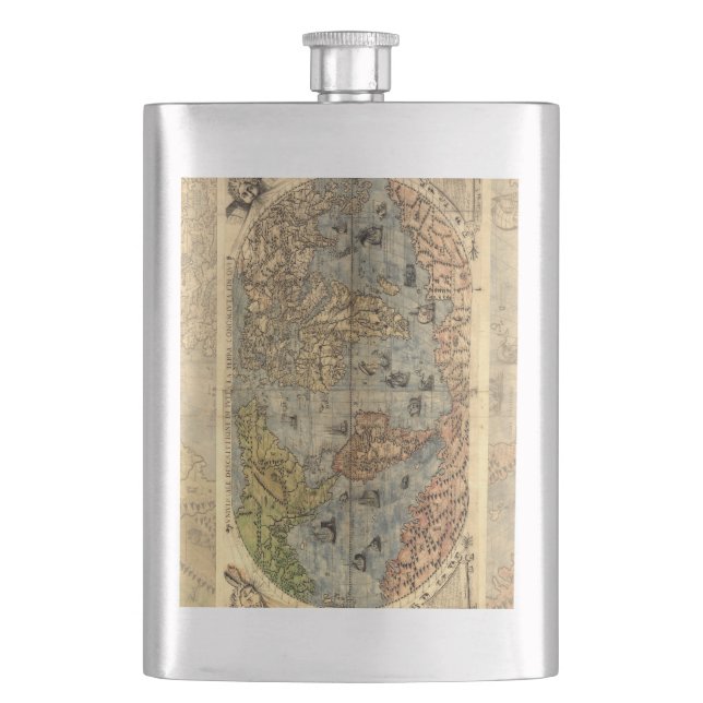 1565 Forlani AntiquevWorld Map Renaissance  Flask (Front)
