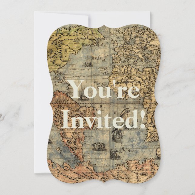 1565 Forlani AntiquevWorld Map Renaissance  Invitation (Front)