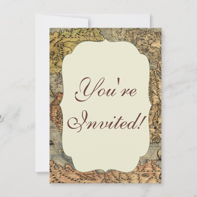 1565 Forlani AntiquevWorld Map Renaissance  Invitation (Front)