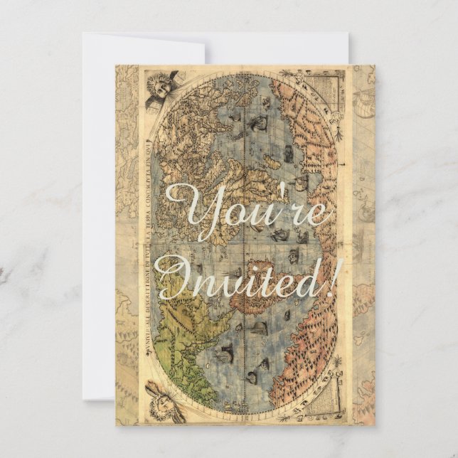 1565 Forlani AntiquevWorld Map Renaissance  Invitation (Front)