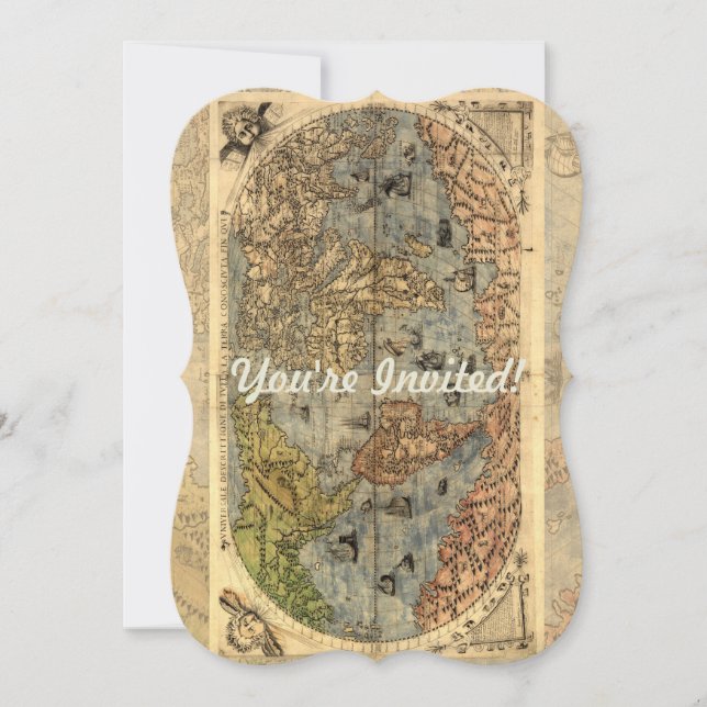 1565 Forlani AntiquevWorld Map Renaissance  Invitation (Front)